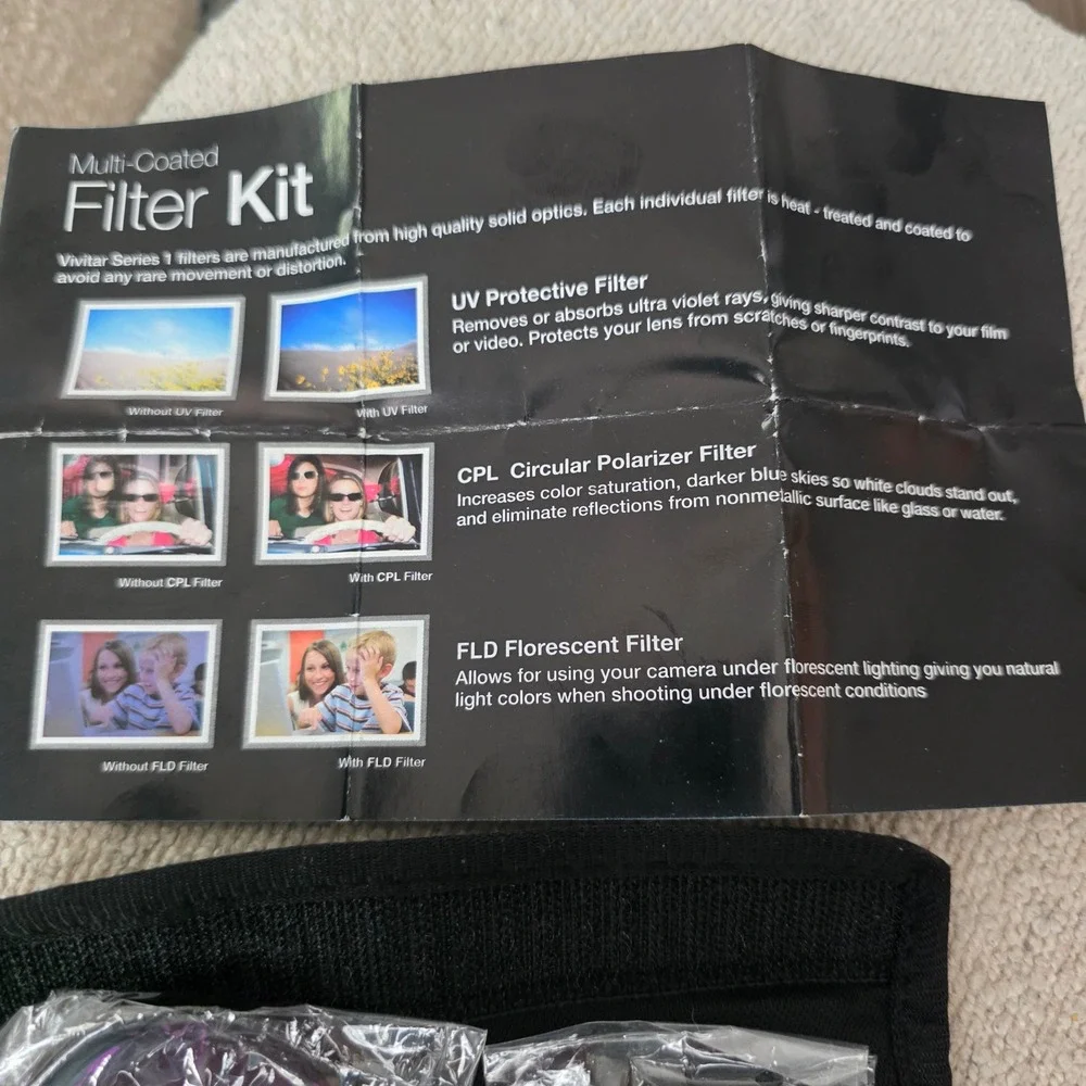 Vivitar Series 1 52mm Multi-Coated Filter lense Kit UV CPL FLD Case & Cloth NEW